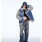 Unisex Jacket Retro Patchwork Jacket Loose Spring and Autumn Coat